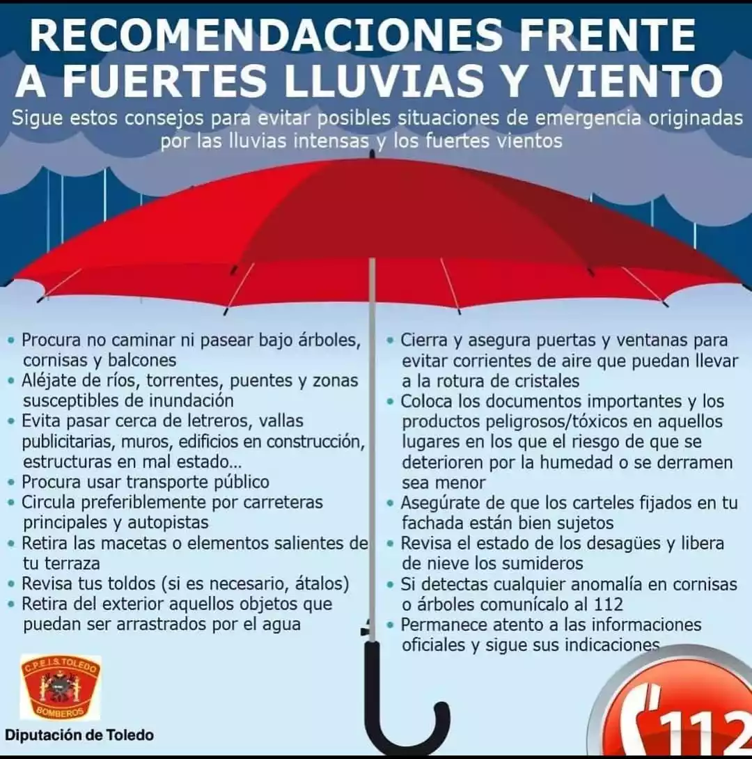 recomendaciones-agua-viento recomendaciones temporal lluvia y viento