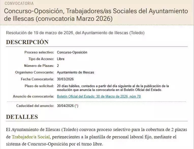 Convocatoria trabajadores sociales Illescas