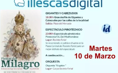 Programación para el martes 10 de marzo en las Fiestas del Milagro Illescas 2.026