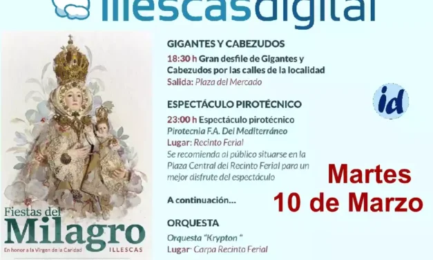 Programación para el martes 10 de marzo en las Fiestas del Milagro Illescas 2.026
